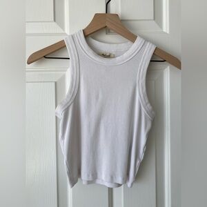Madewell White Ribbed Cropped Tank Top